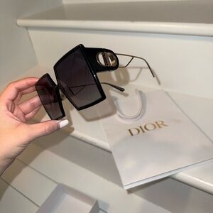 CHRISTIAN DIOR MONTAIGNE Black Gold 30Montaigne SU Oversized Sunglasses